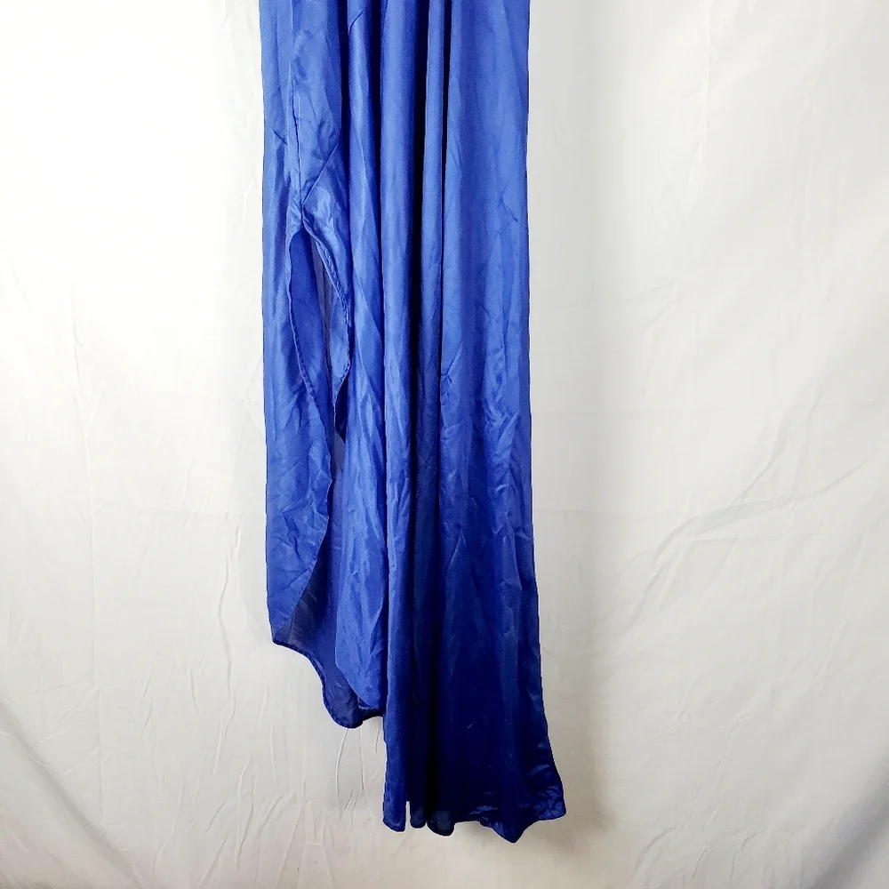 Vintage Blue Asymmetrical Slip‎ Dress